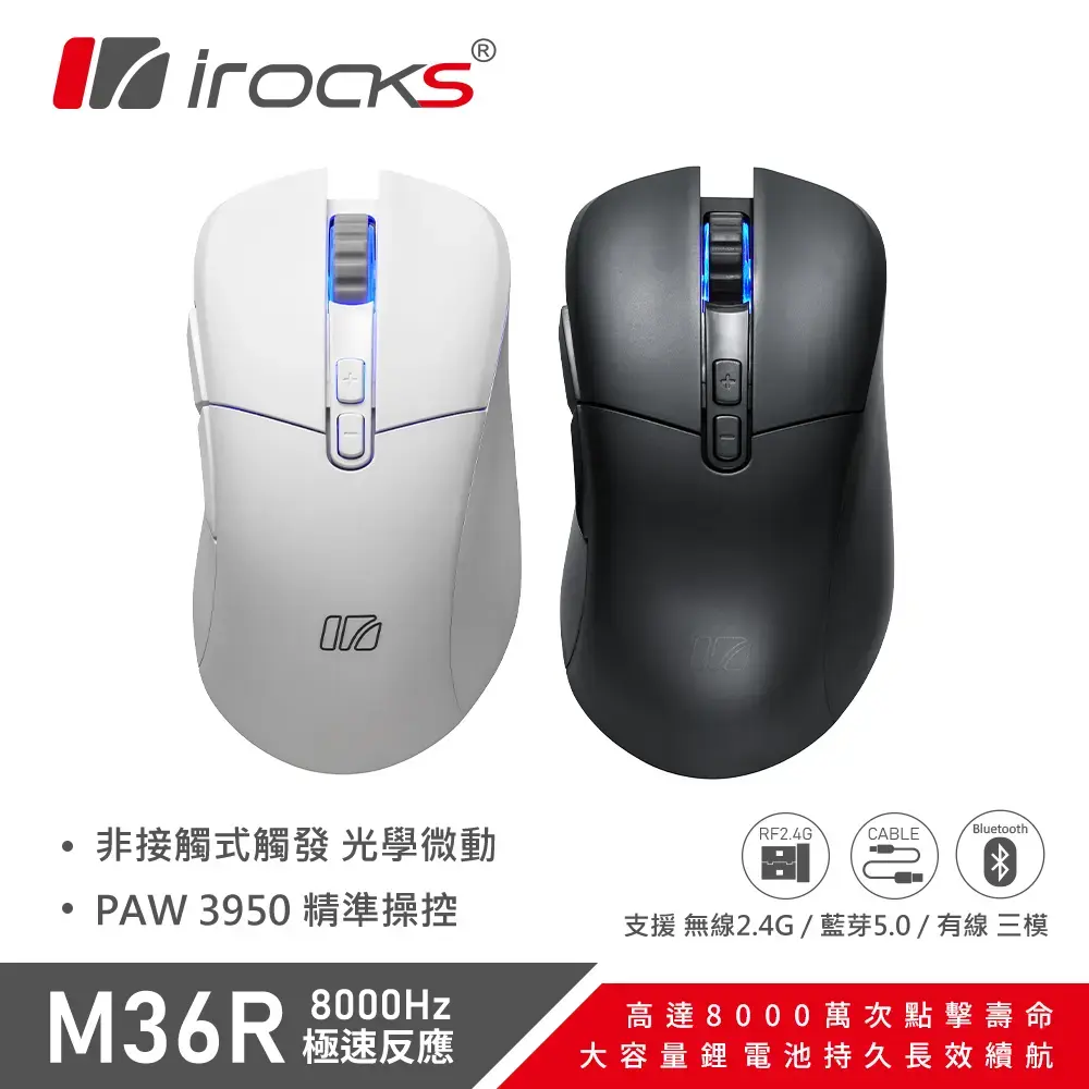 irocks M36R 無線 三模 滑鼠 兩色/ 白色