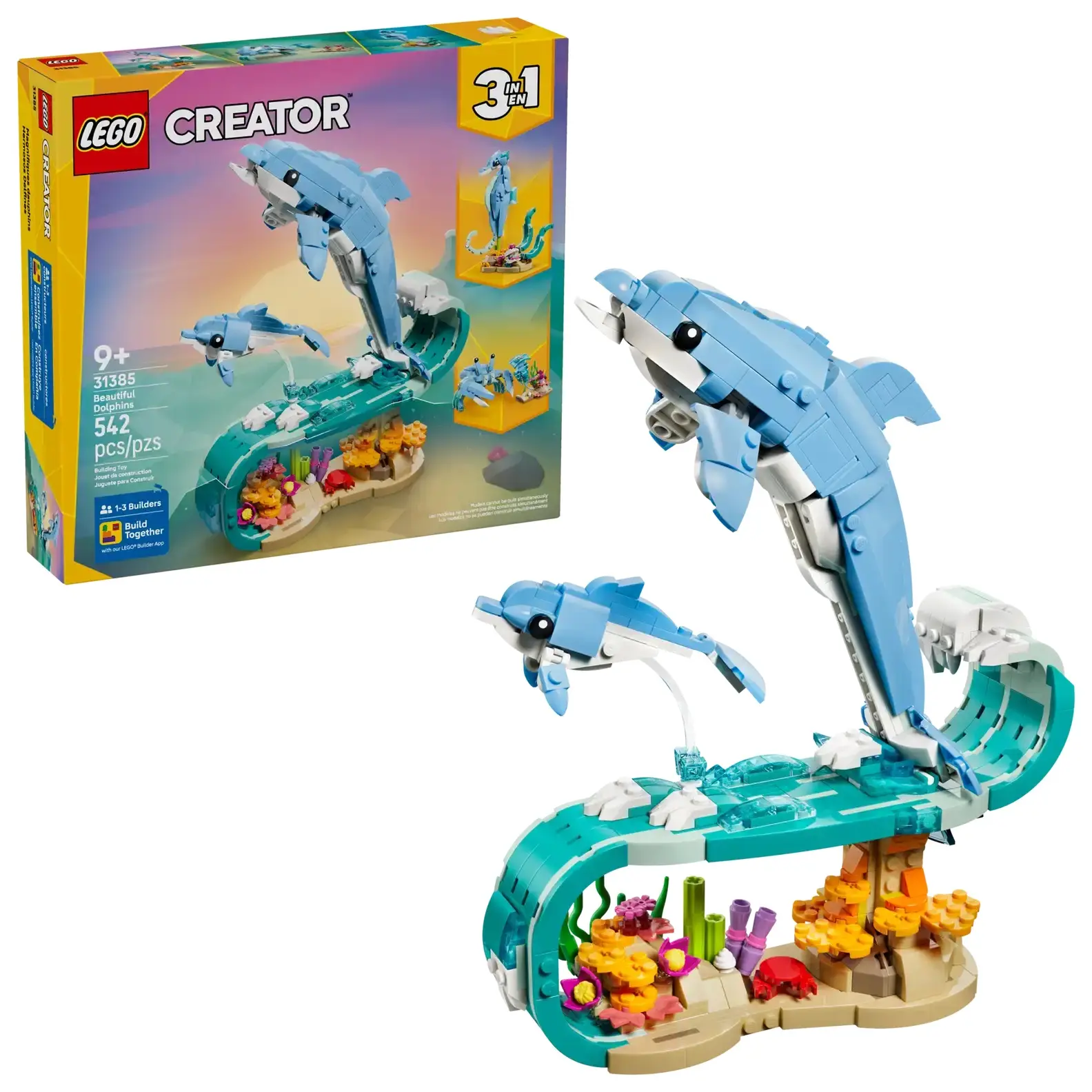 LEGO樂高積木/ 創意百變3合1/ 31385/ 海洋動物: 美麗海豚