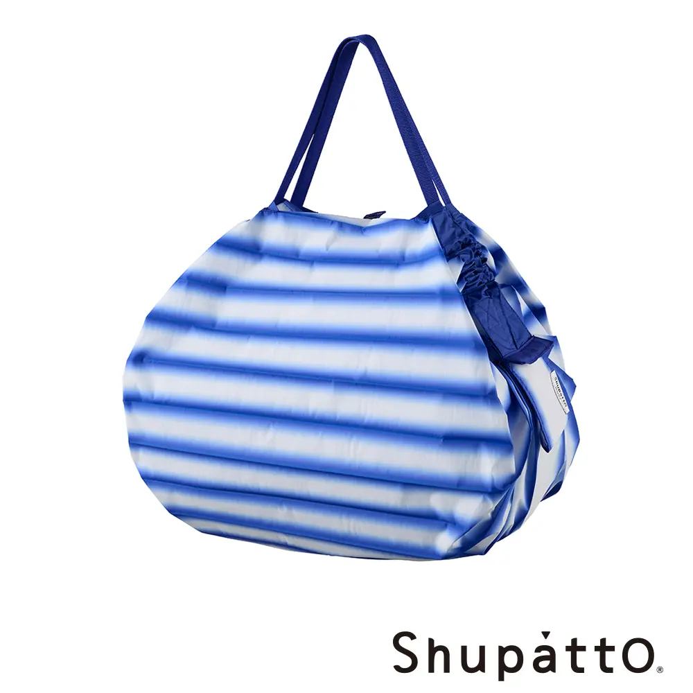 Shupatto 十週年限定燈籠型本質系列秒收環保啪啪包-中/ 強調藍