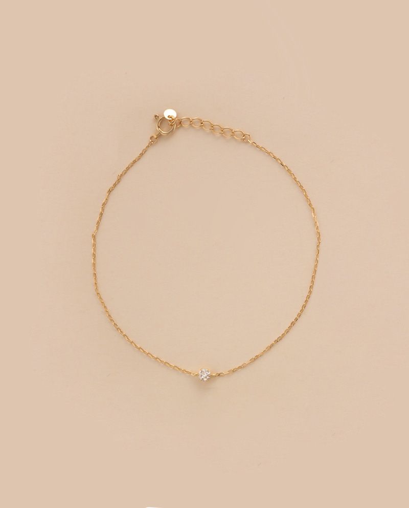 【ARTE WHITE】K18 經典六爪單鑽手鍊 0.08ct