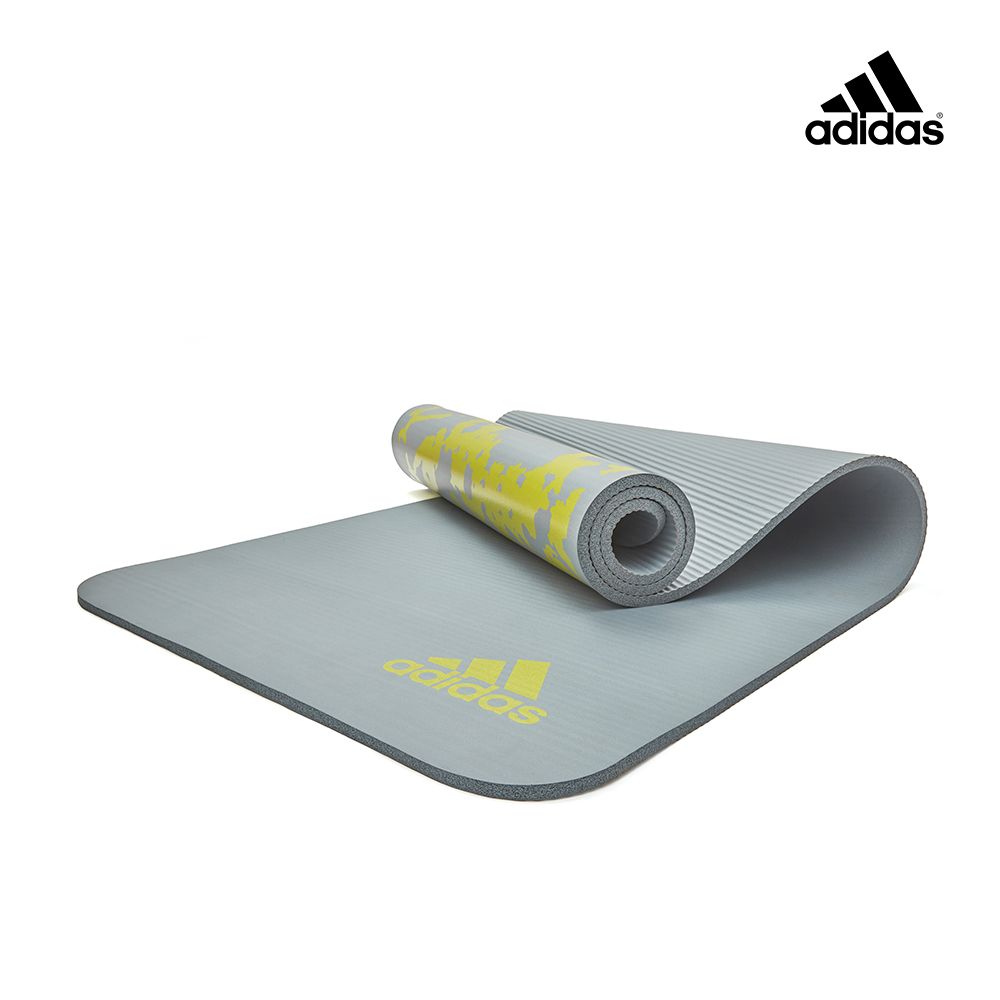 adidas 愛迪達 紮染防滑瑜珈墊-10mm (鐵霧灰) 附贈背帶 運動墊 健身墊 訓練墊 跳繩墊 超慢跑墊