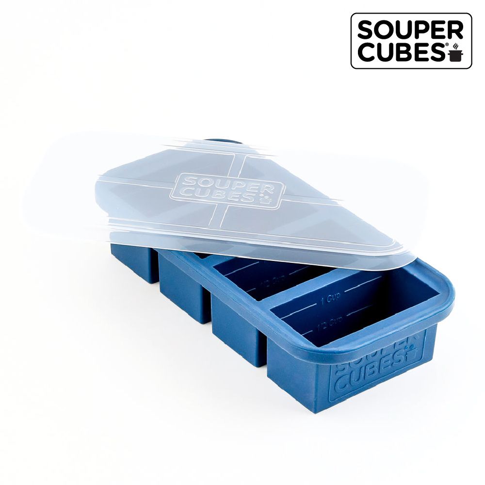 【Souper Cubes】多功能食品級矽膠保鮮盒-暮光藍-多款可選/ 4格