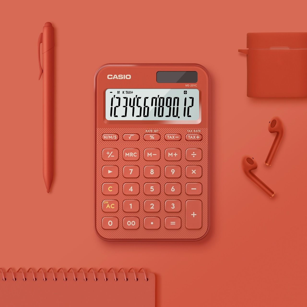 CASIO糖果計算機/ 12位元/ 赤朱紅/ MS-20YC-RD