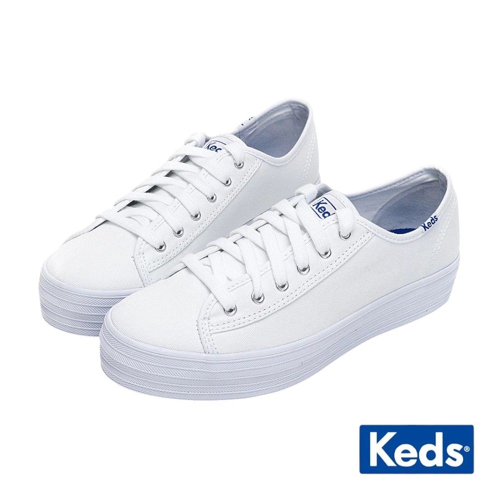 Keds TRIPLE KICK 學院風厚底帆布小白鞋 9203W133185/ US6(23CM)