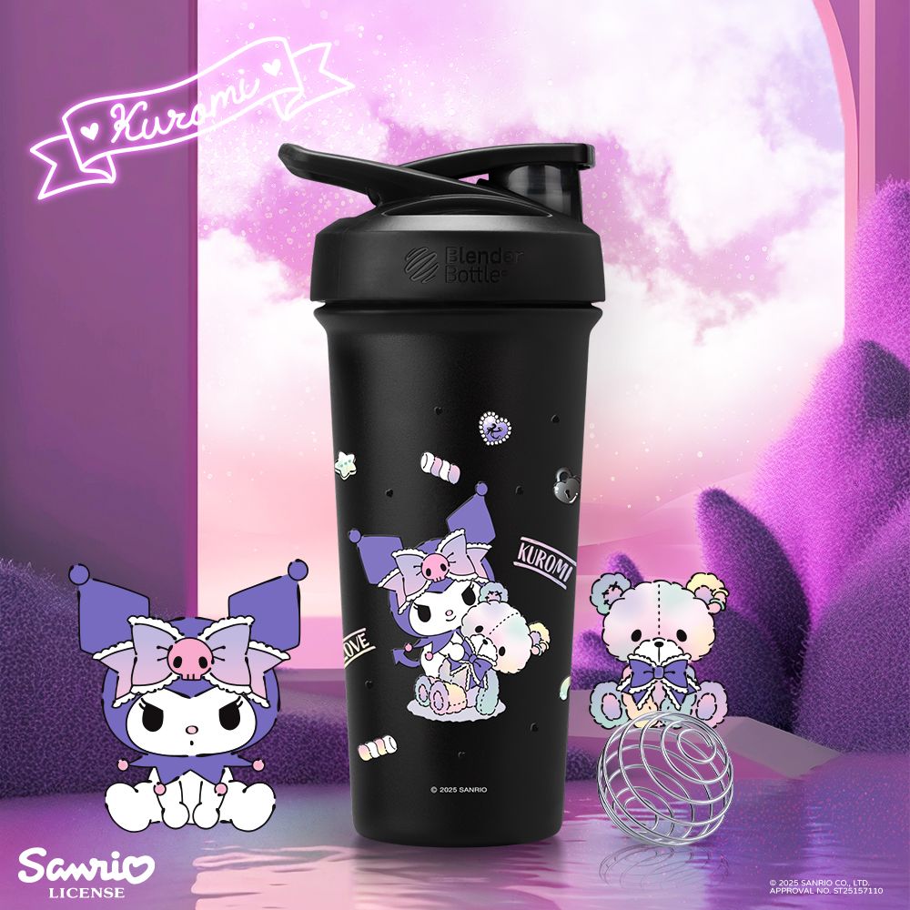BlenderBottle Sleek按壓式不鏽鋼水壺/ 三麗鷗/ 酷洛米/ 暗黑夢幻/ 25oz/ 740ml