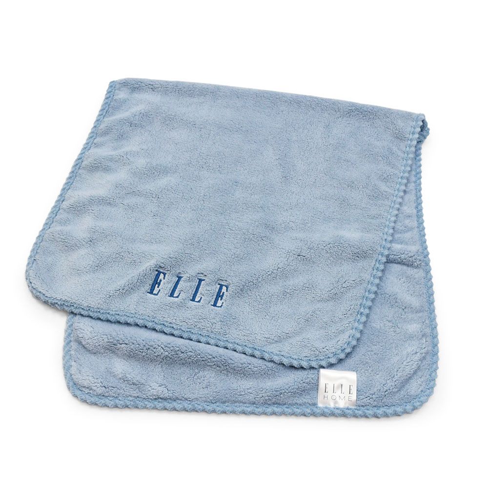 ELLE HOME 無棉絮刺繡毛巾(單件)/ 暮海藍