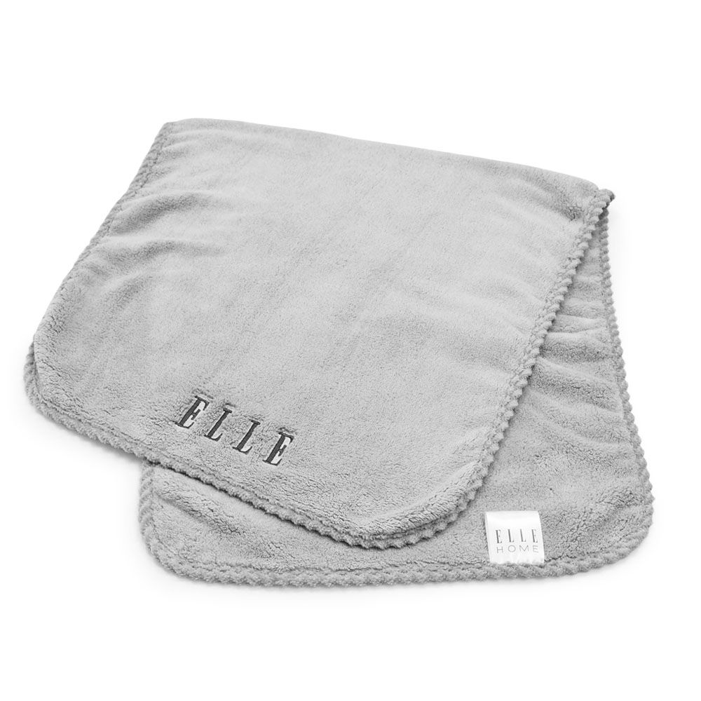 ELLE HOME 無棉絮刺繡毛巾(單件)/ 霧岩灰
