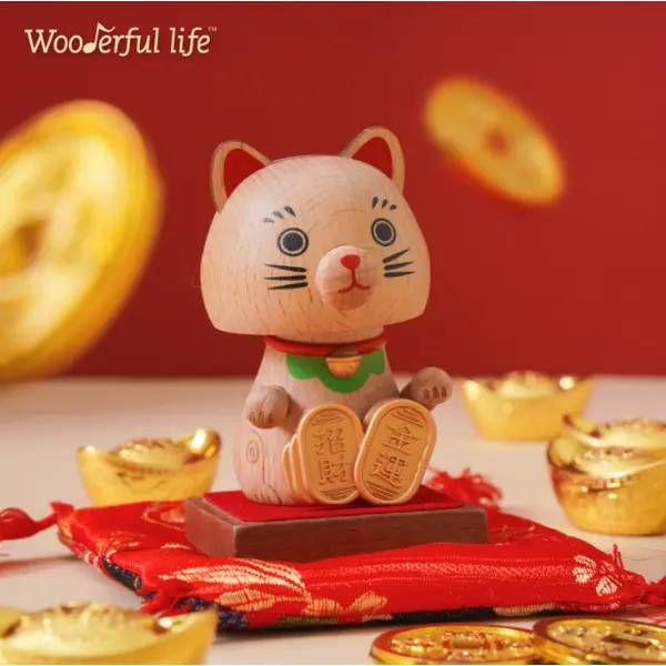 Wooderful life彈簧擺飾/ 招財貓