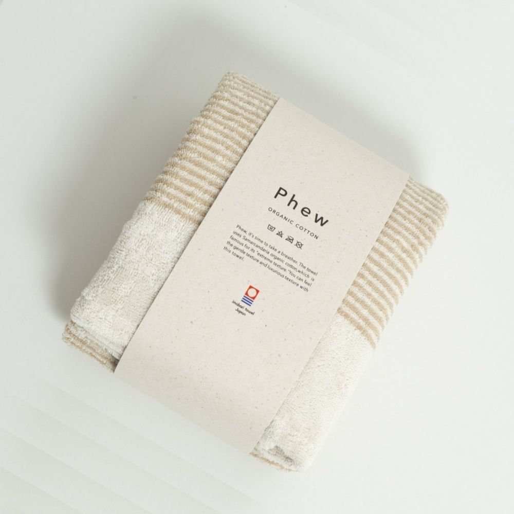 日本今治認證phew薩馬爾罕有機棉條紋毛巾 米米
