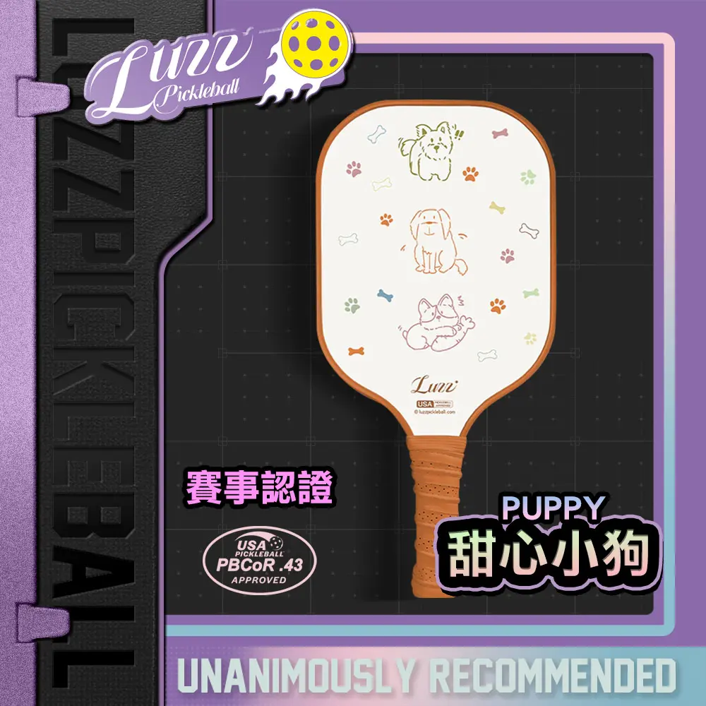 美國Luzz T700碳纖維匹克球拍/USAPA認證 Pickleball Paddle 碳纖維 比賽球拍 兒童球拍/ Puppy 甜心小狗