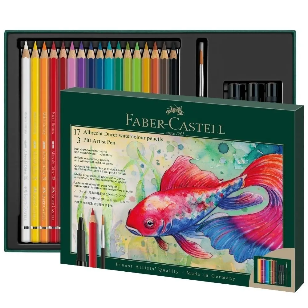 FABER-CASTELL專家級水性色鉛筆&PITT藝術筆套組/ 21件入