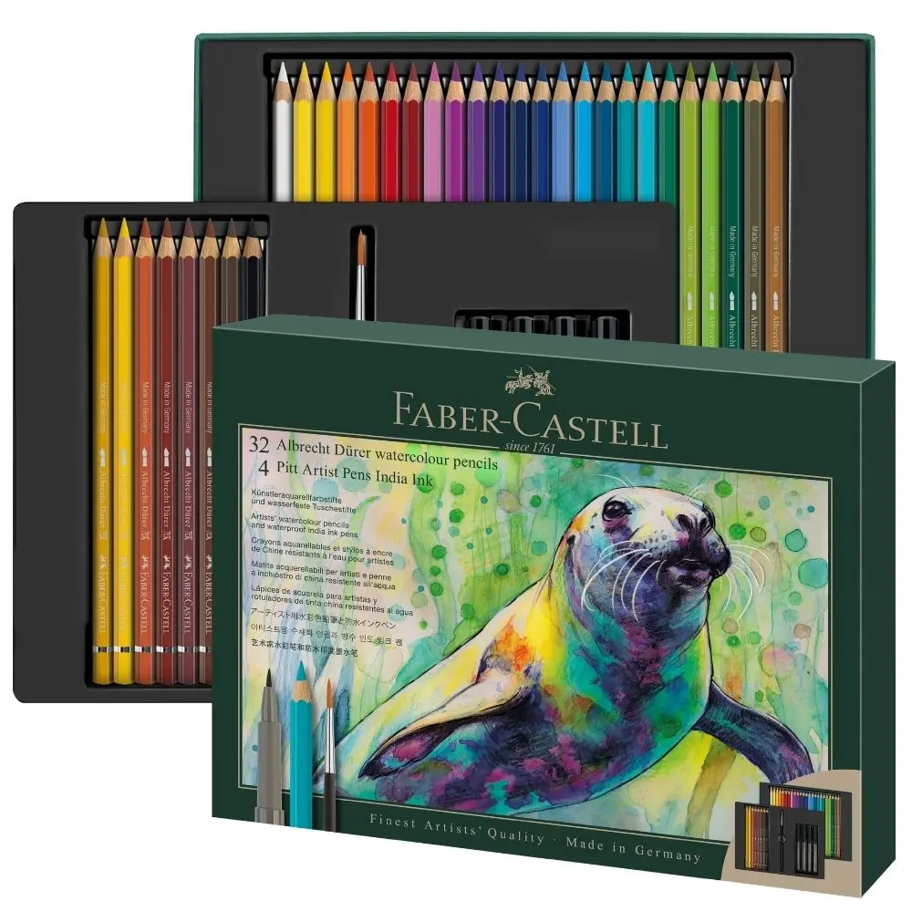 FABER-CASTELL專家級水性色鉛筆&PITT藝術筆套組/ 37件入