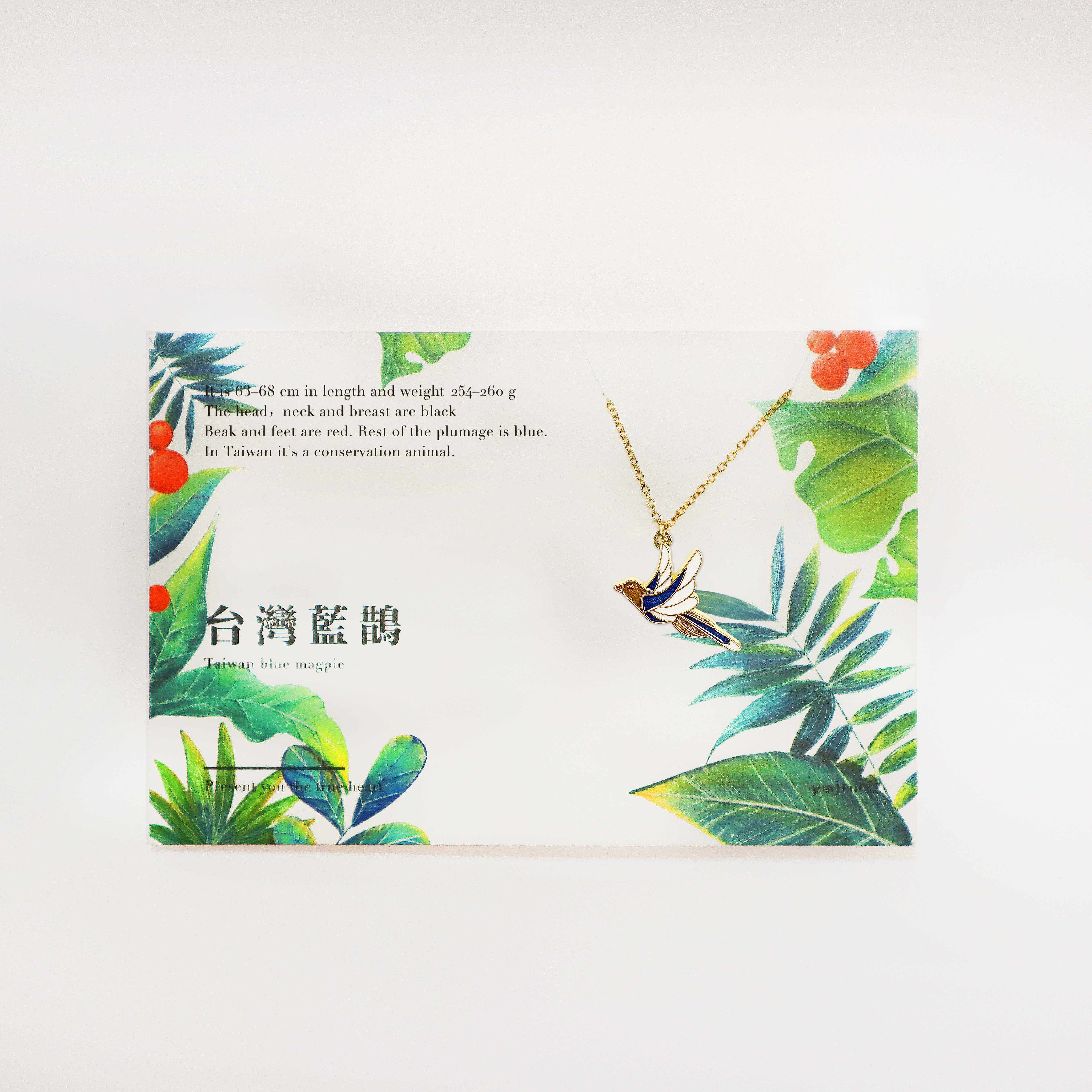 yajhih項鍊卡片Necklace Card/ 台灣文化/ 入色款/ 台灣藍鵲