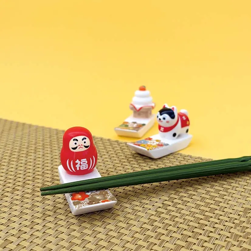 日本 DECOLE 笑門來福筷架/ 達摩