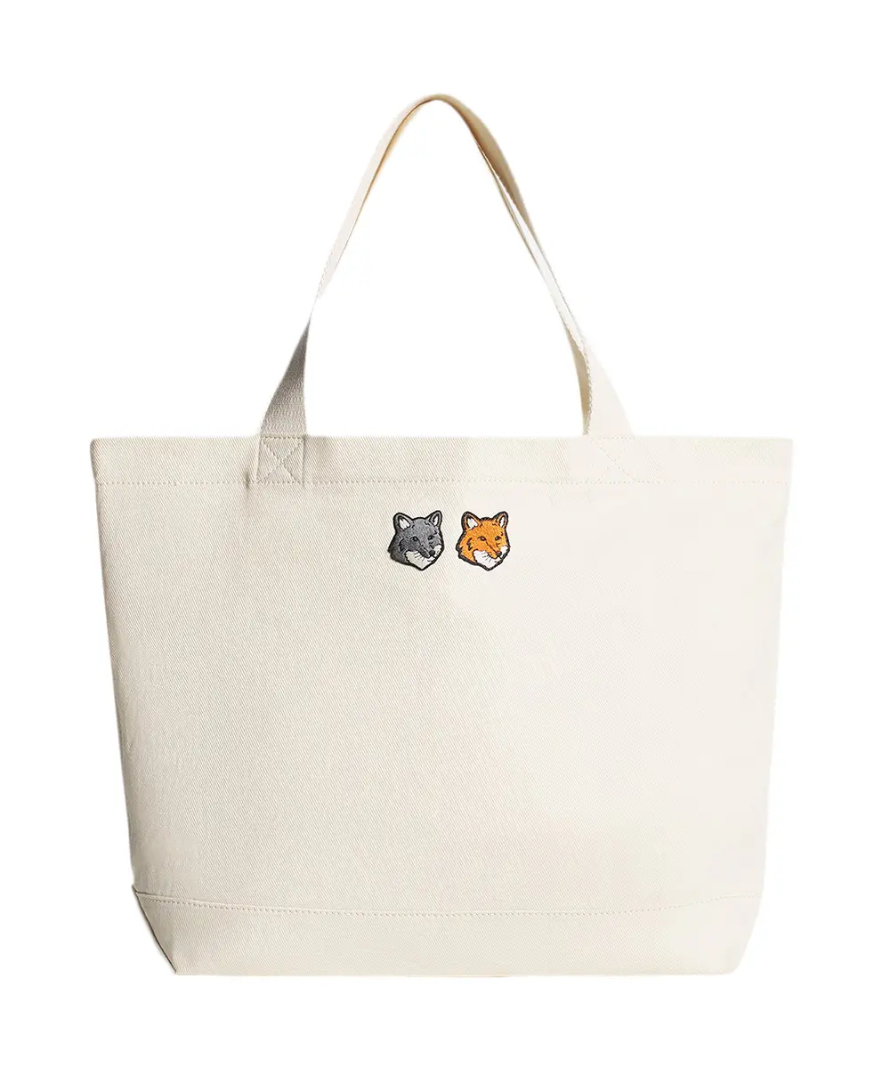 MAISON KITSUNÉ 古典白雙狐狸頭LOGO托特包