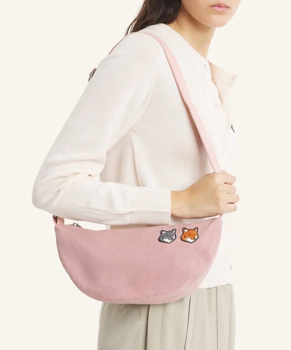 MAISON KITSUNÉ 洗舊玫瑰土色雙狐狸頭LOGO船型腰包