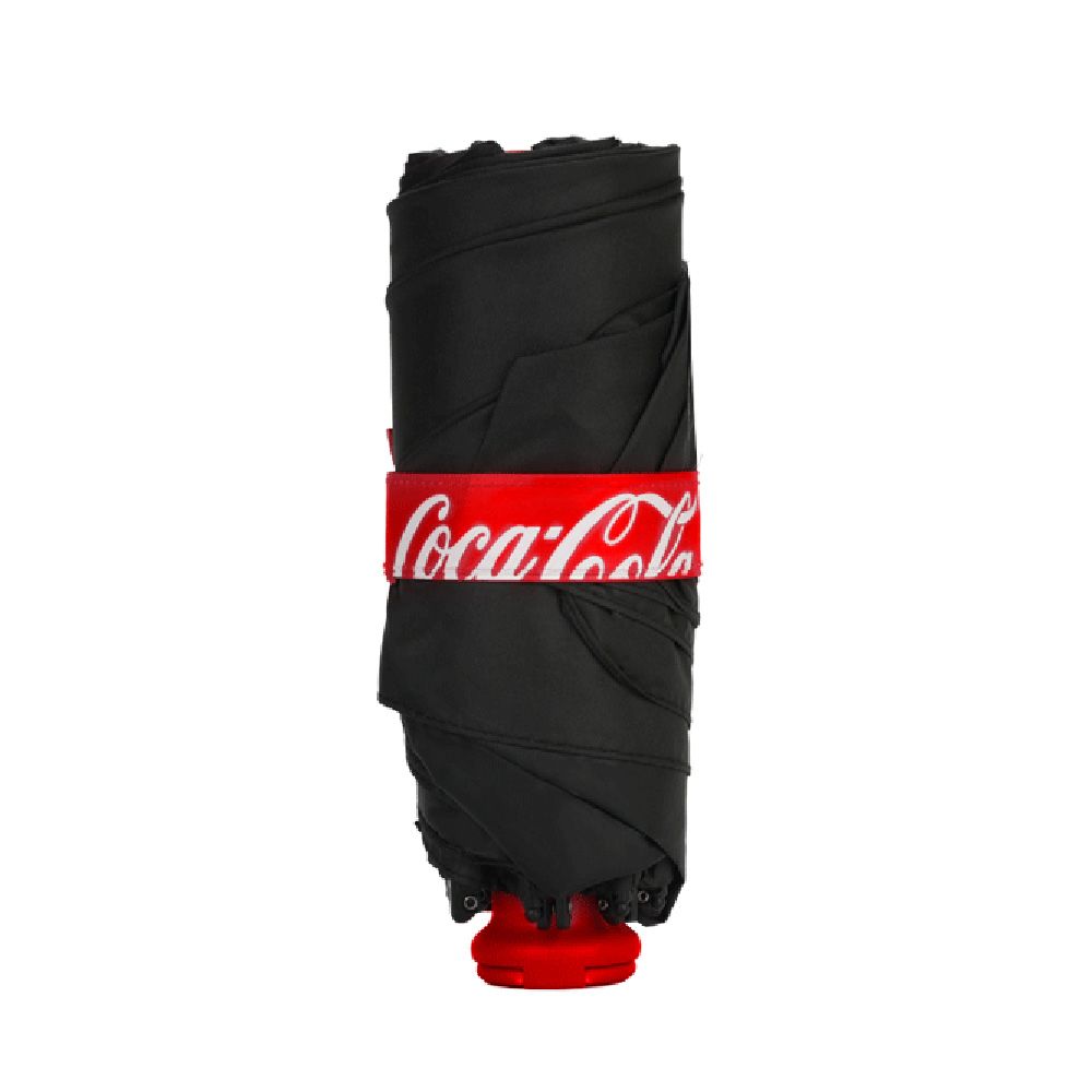 Coca-cola 可口可樂 經典口袋晴雨傘輕巧折疊防潑水隨身雨傘(降溫遮陽/自動傘/摺疊傘/折疊傘)/ 黑色