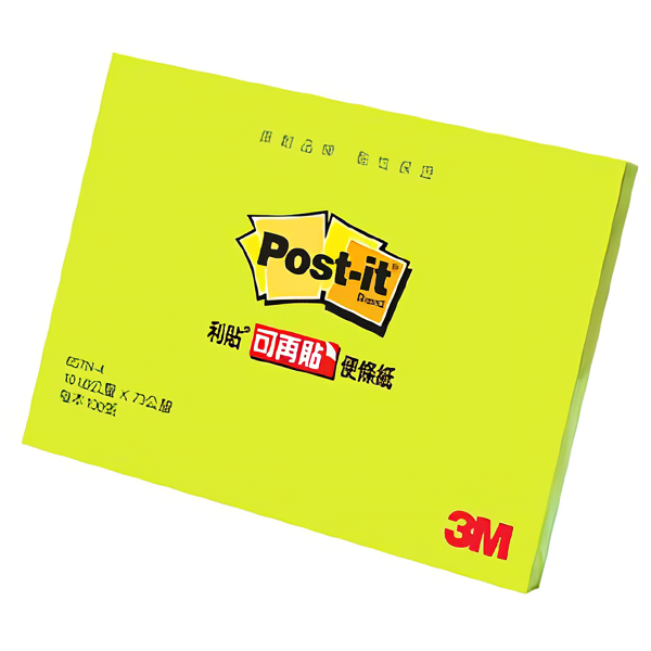 3M 3"X4"利貼便條紙/ 螢光綠