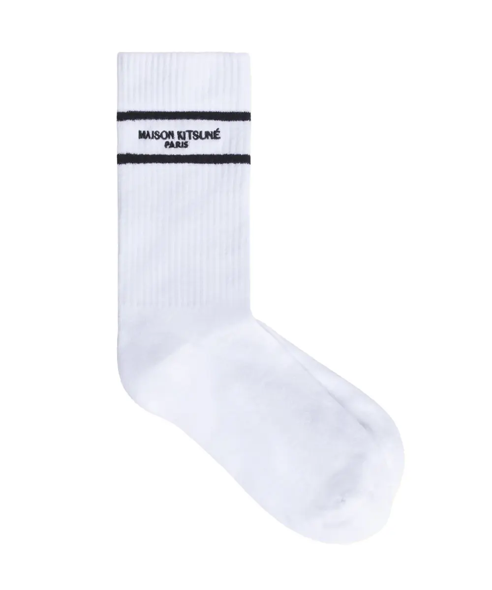 MAISON KITSUNÉ 雪花白MK巴黎LOGO運動襪/ 36