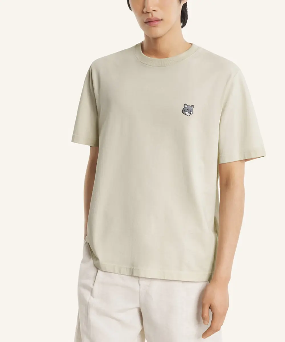 MAISON KITSUNÉ 奶茶棕灰狐狸頭LOGO舒適短TEE/中性/男裝/ S