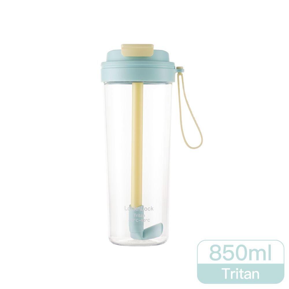 LocknLock樂扣樂扣嚼對FUN飲掀蓋吸管杯/ 850ml/ 薄荷檸檬