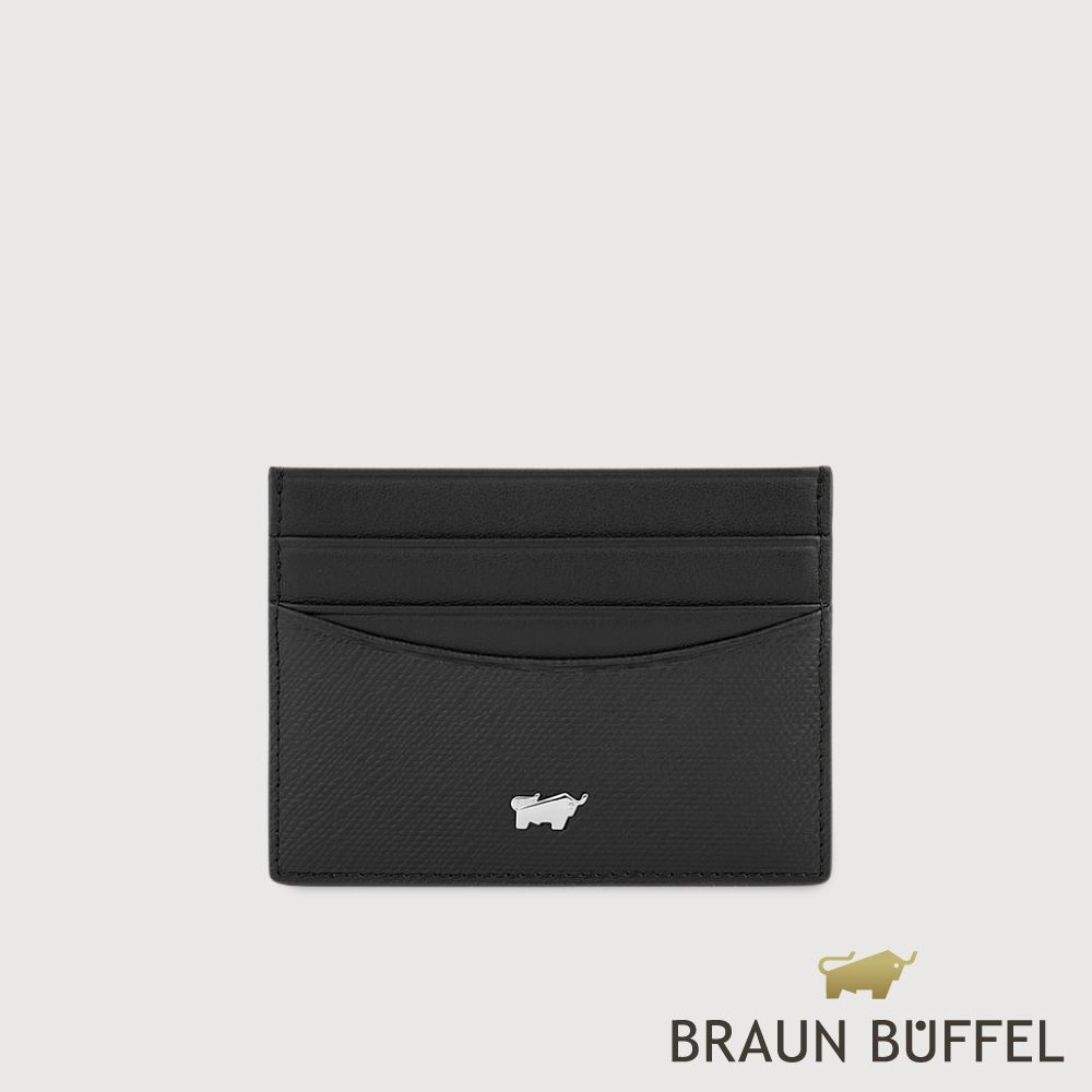 【BRAUN BUFFEL 德國小金牛】台灣總代理 羅根-A 6卡卡夾-黑色/BF569-151-BK