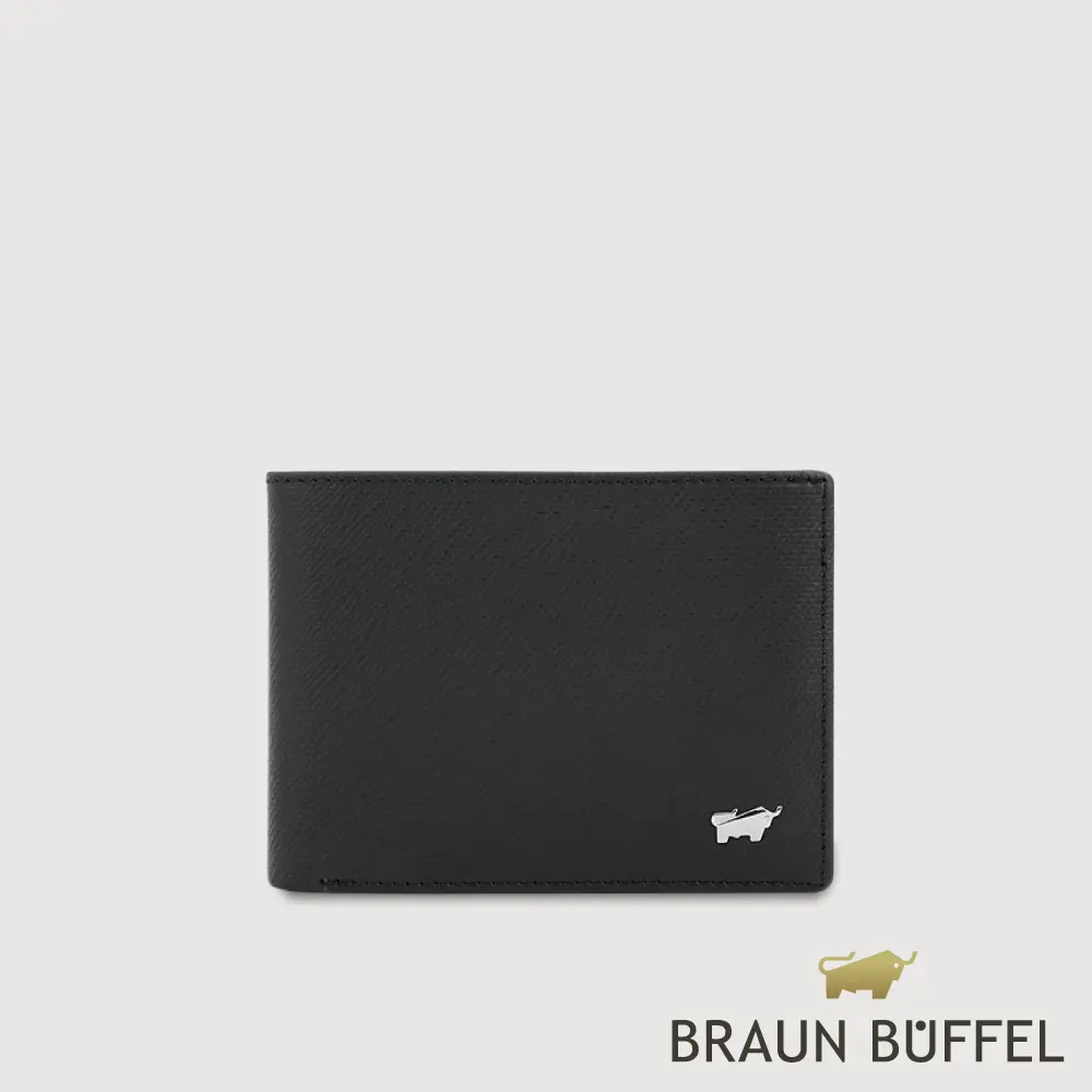 【BRAUN BUFFEL 德國小金牛】台灣總代理 羅根-A 8卡男夾-黑色/BF569-312-BK