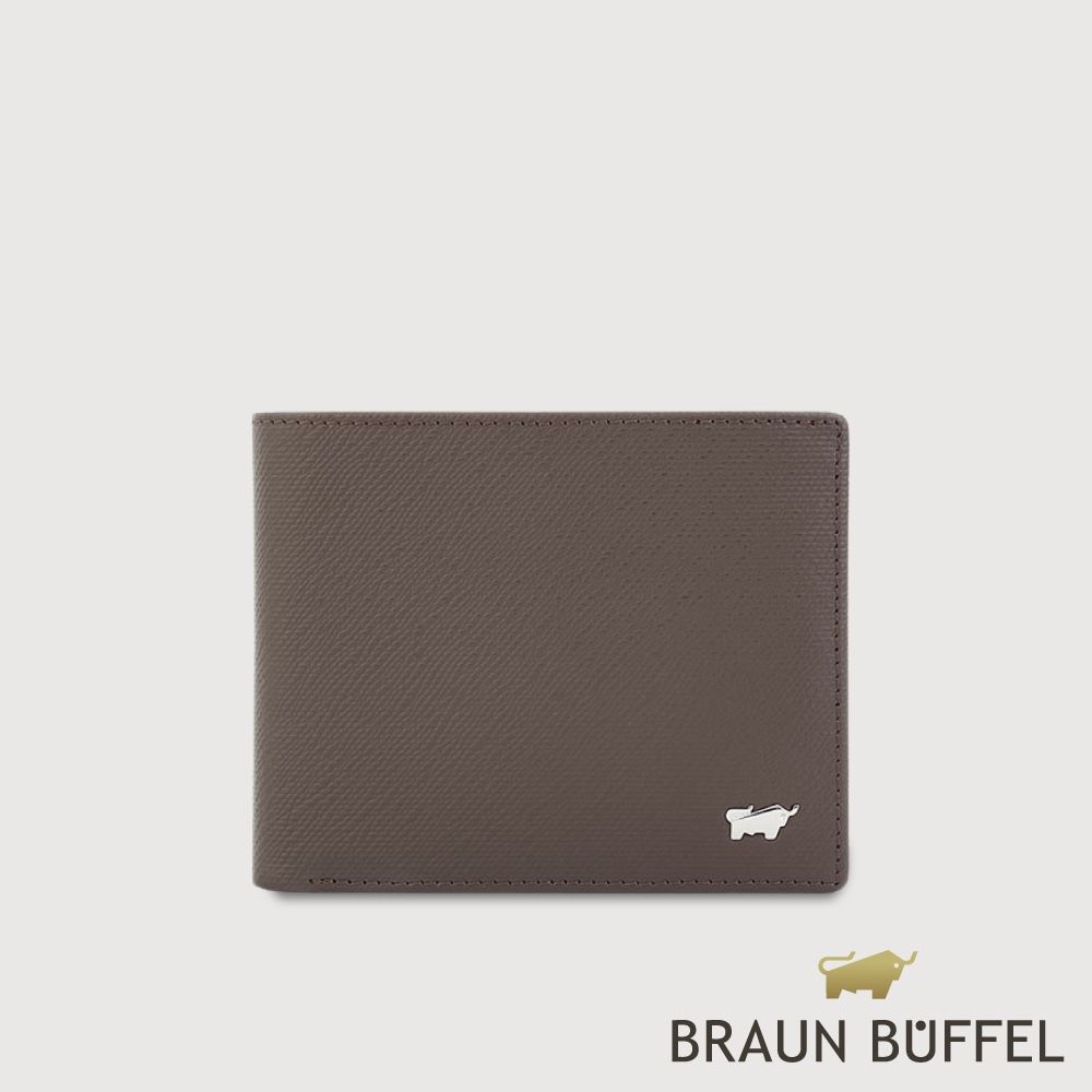 【BRAUN BUFFEL 德國小金牛】台灣總代理 羅根-A 5卡零錢袋皮夾-培土棕/BF569-315-POS