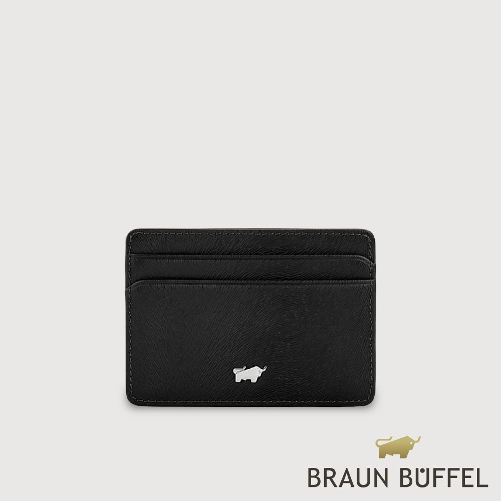 【BRAUN BUFFEL 德國小金牛】台灣總代理 潘-A  4卡卡夾-黑色/BF869-151-BK