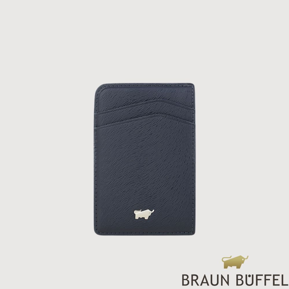 【BRAUN BUFFEL 德國小金牛】台灣總代理 羅比-HC 磁吸卡夾-深藍色/BFC007-737-DB