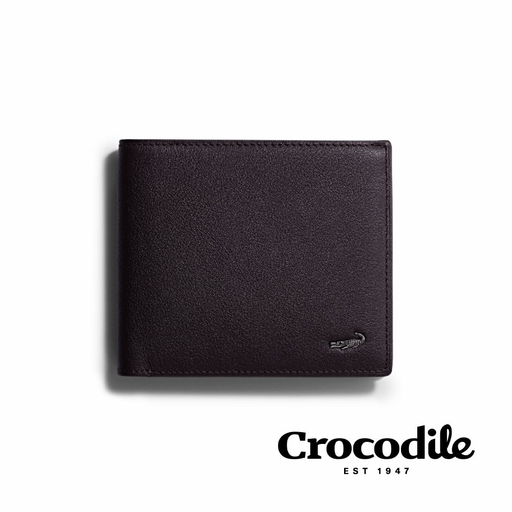 Crocodile 鱷魚皮件/荔紋真皮/14卡/雙鈔短夾/0203-1103-黑咖兩色/ 咖啡色