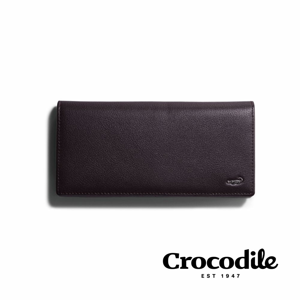 Crocodile 鱷魚皮件/男生長夾/真皮錢包-荔紋真皮/13卡/鈔票層/0203-11071-黑咖兩色/ 咖啡色