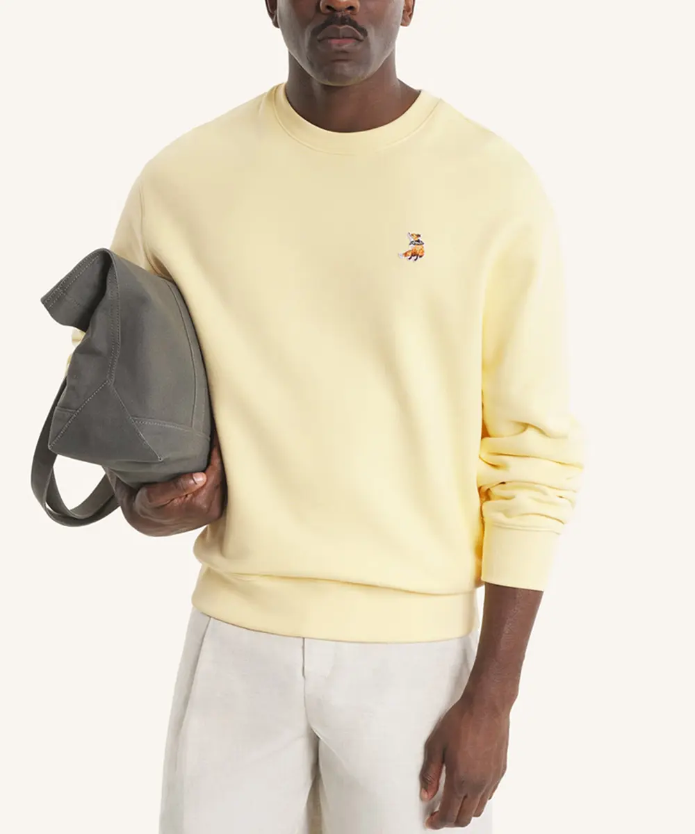 MAISON KITSUNÉ 檸檬舒芙蕾黃白日夢狐狸LOGO舒適衛衣/中性/男裝/ M