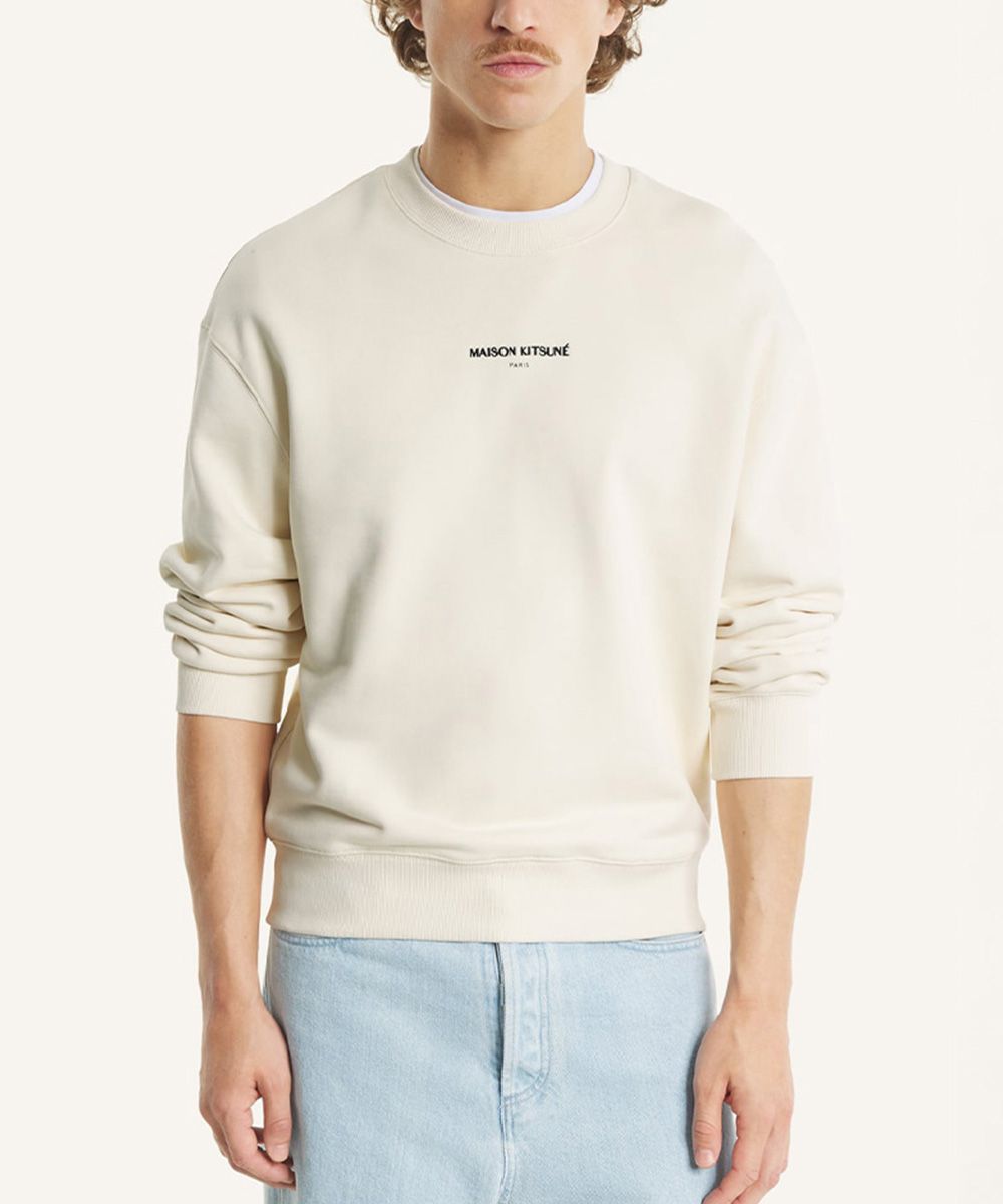 MAISON KITSUNÉ 杏仁奶霜MK巴黎LOGO舒適衛衣/中性/男裝/ M
