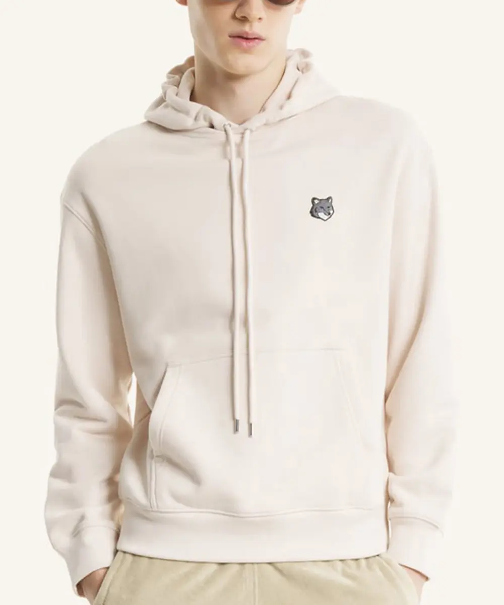 MAISON KITSUNÉ 淡丁香紫灰狐狸頭LOGO舒適連帽衛衣/中性/男裝/ M