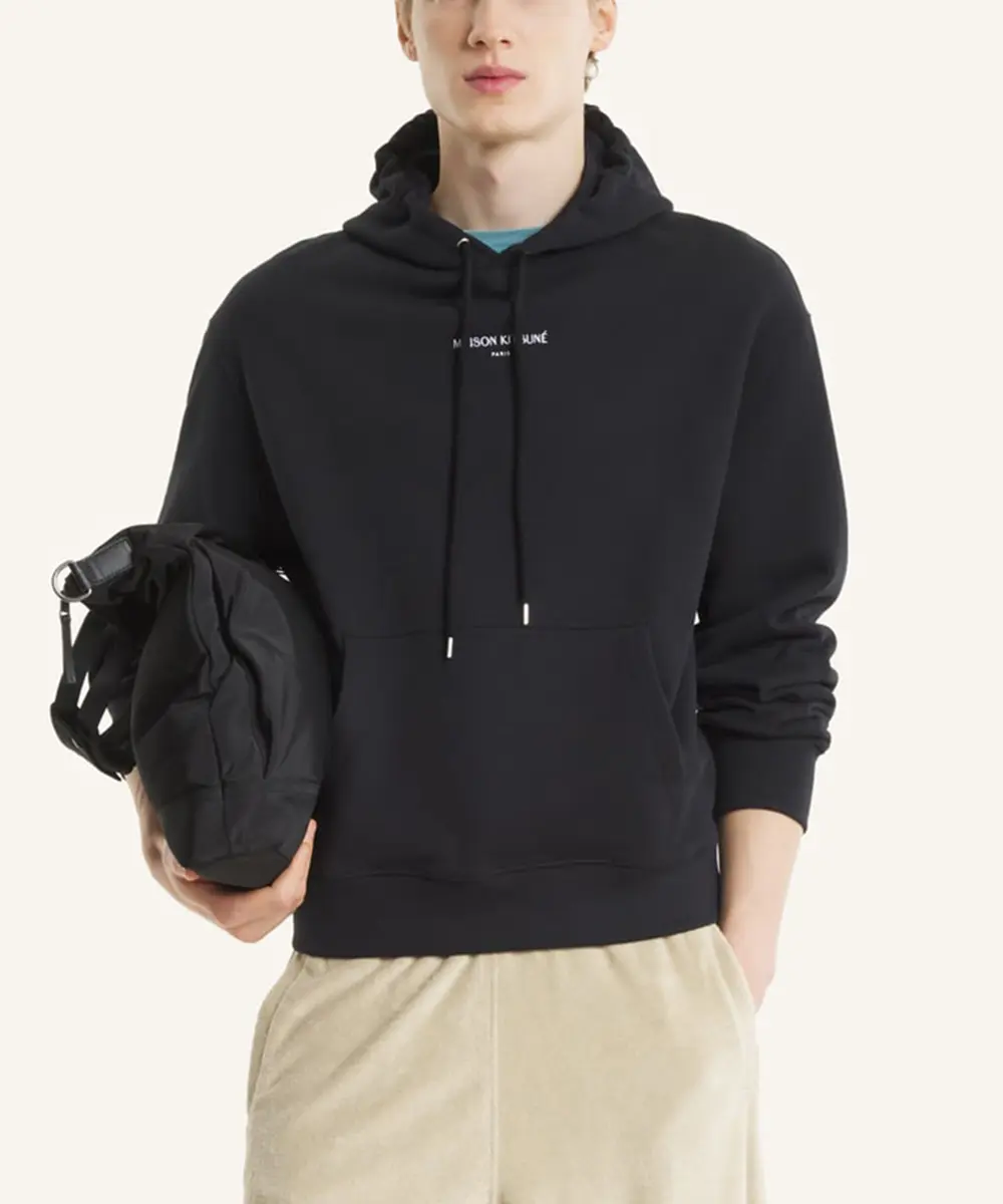 MAISON KITSUNÉ 石墨黑MK巴黎LOGO舒適連帽衛衣/中性/男裝/ M