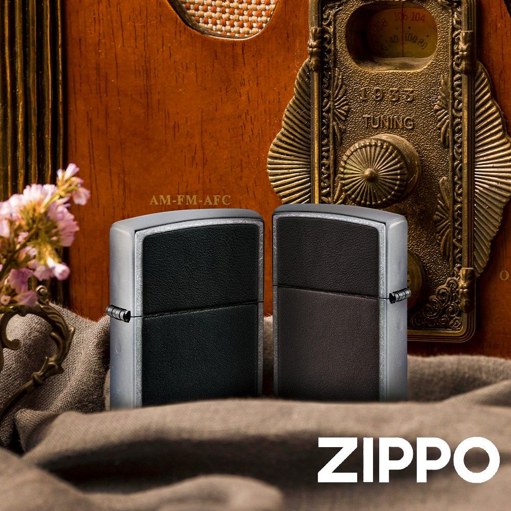 ZIPPO 皮革貼章(黑色)防風打火機 / 美國設計款
