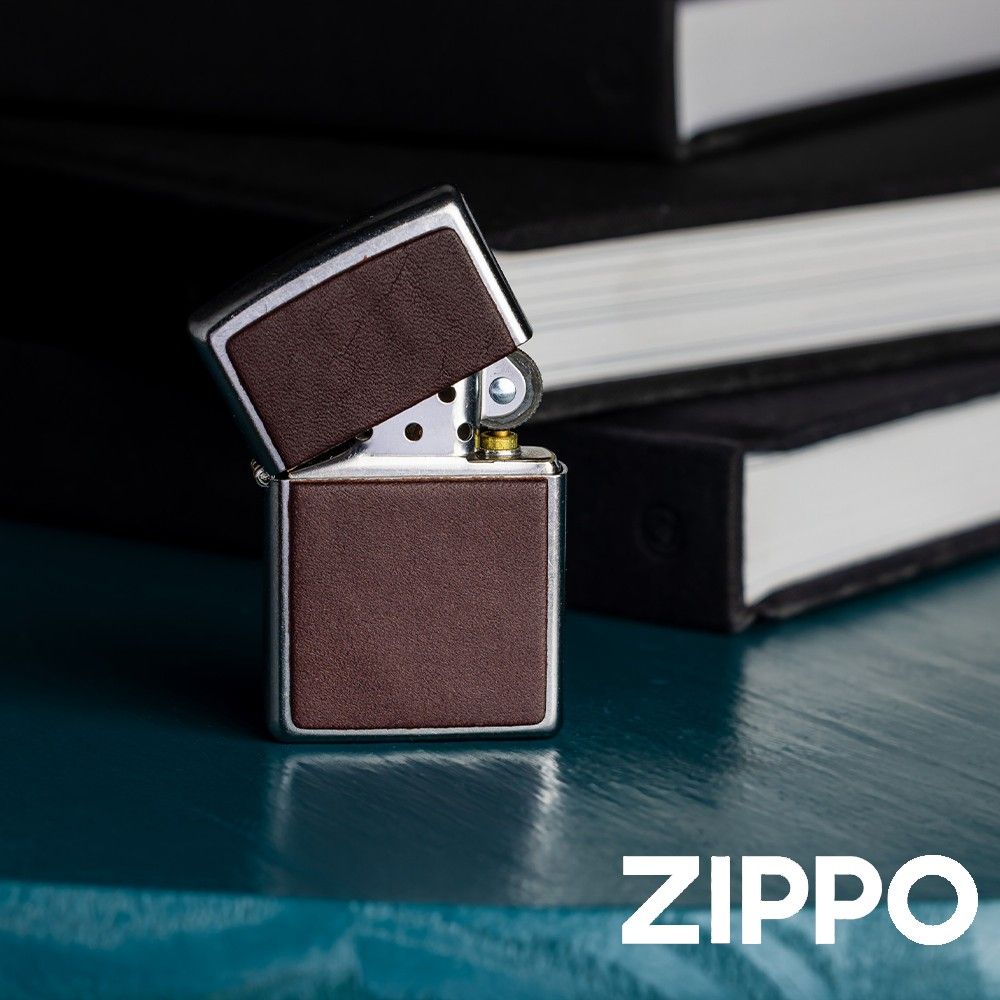 ZIPPO 皮革貼章(棕色)防風打火機 / 美國設計款