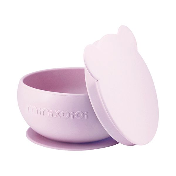 minikoioi防滑矽膠吸盤碗/ 薰衣紫/ 實心耳