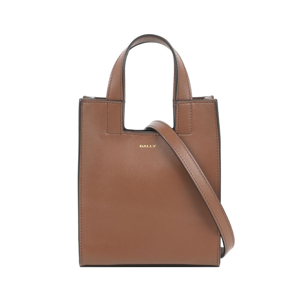 【BALLY】Easy Tote 金字小牛皮小款二用托特包(棕色)/ 平行輸入