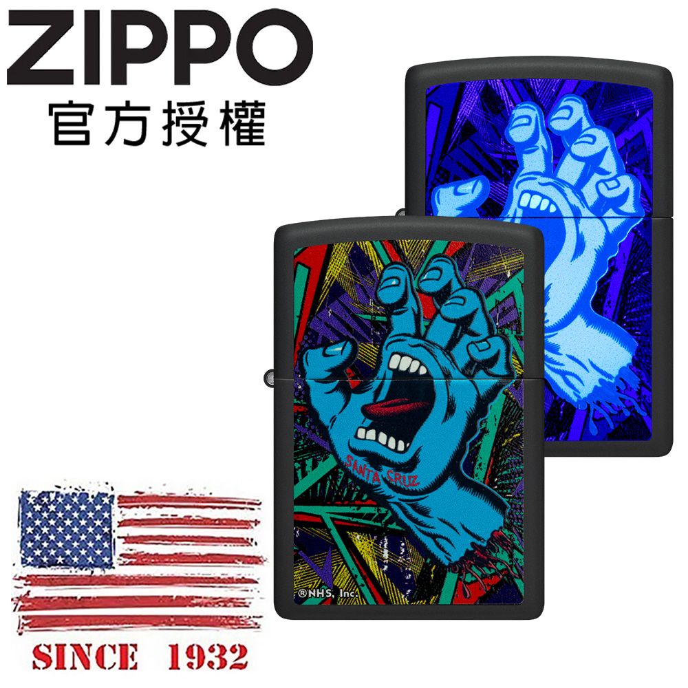 ZIPPO Santa Cruz吼叫之手-絢爛背景(螢光)防風打火機 / 美國設計款