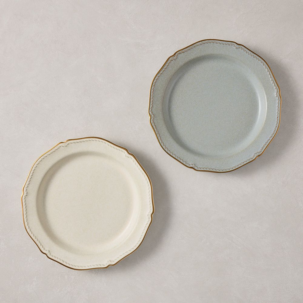 日本aito美濃燒 - 金邊古典午茶組(2件組) - 19.8 cm/ 灰+灰
