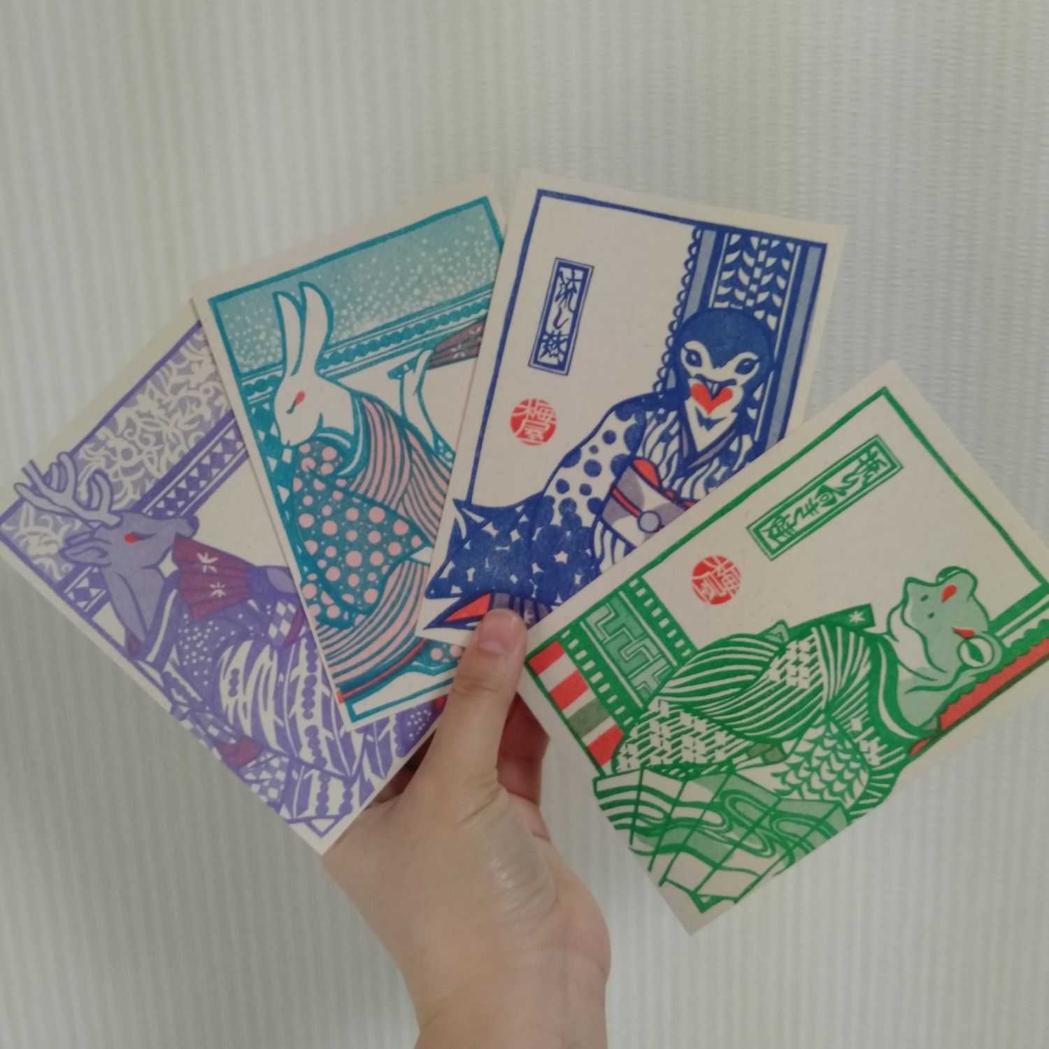 日本梅屋緣起物復古印刷明信片/ 浮世繪/ 兔