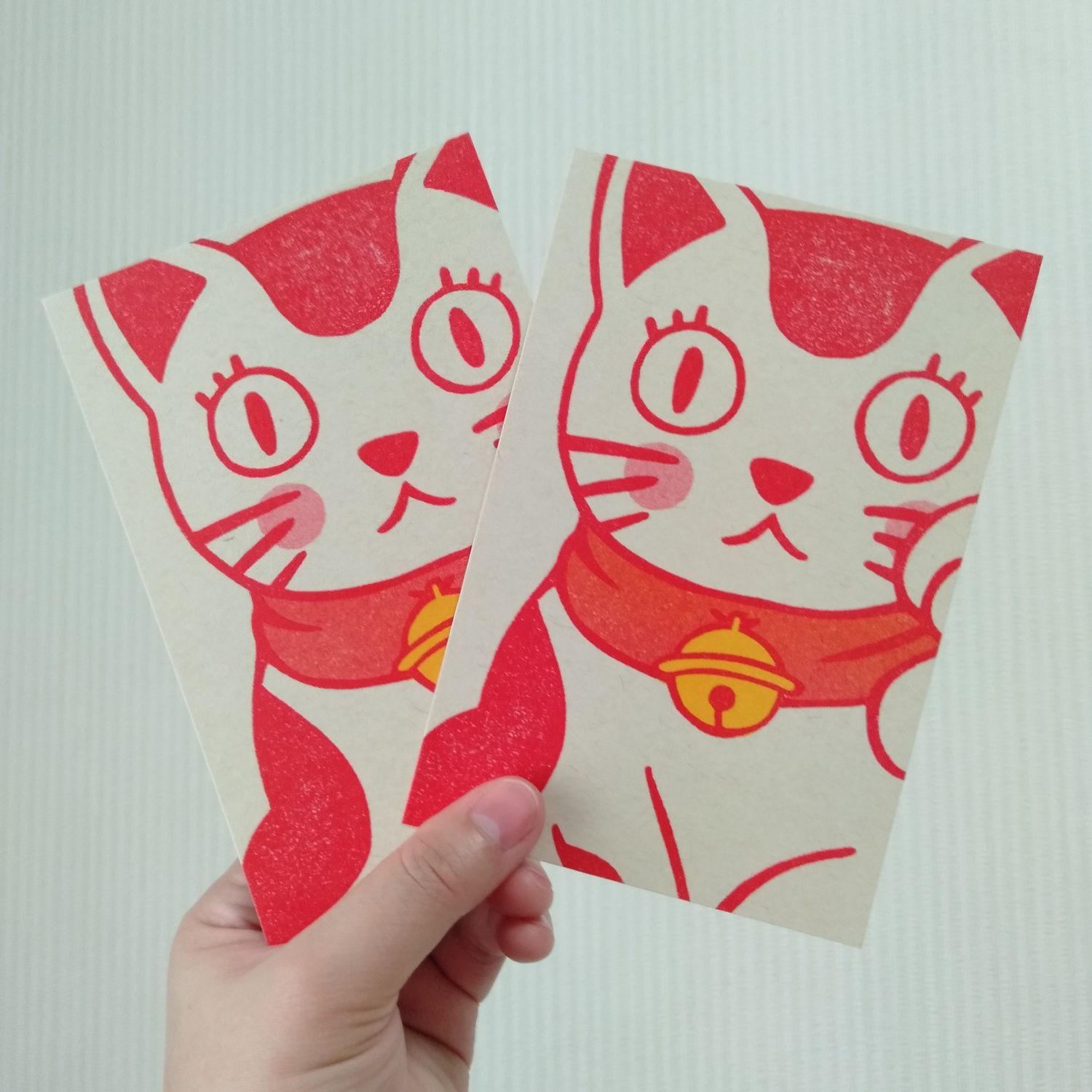 日本梅屋緣起物明信片/ 招財貓