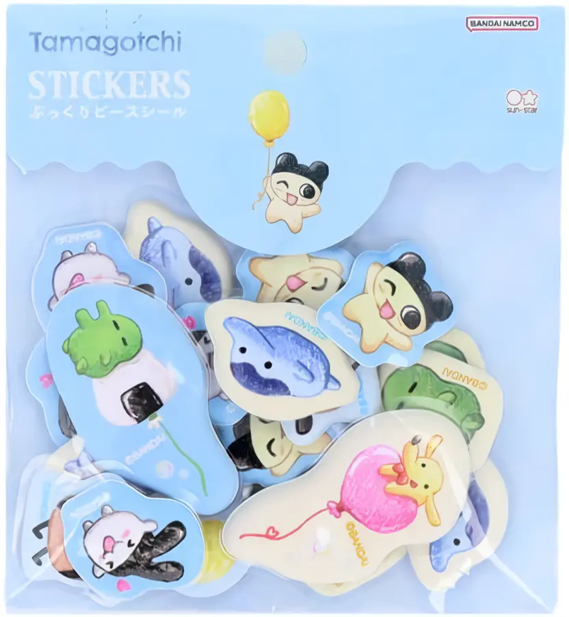 日本 sun-star Tamagotchi塔麻歌子 單張泡泡貼紙組/ 氣球