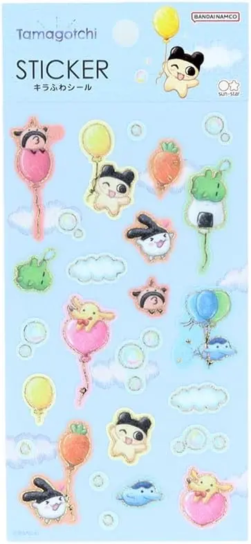 日本 sun-star Tamagotchi塔麻歌子 閃亮泡泡貼紙/ 氣球