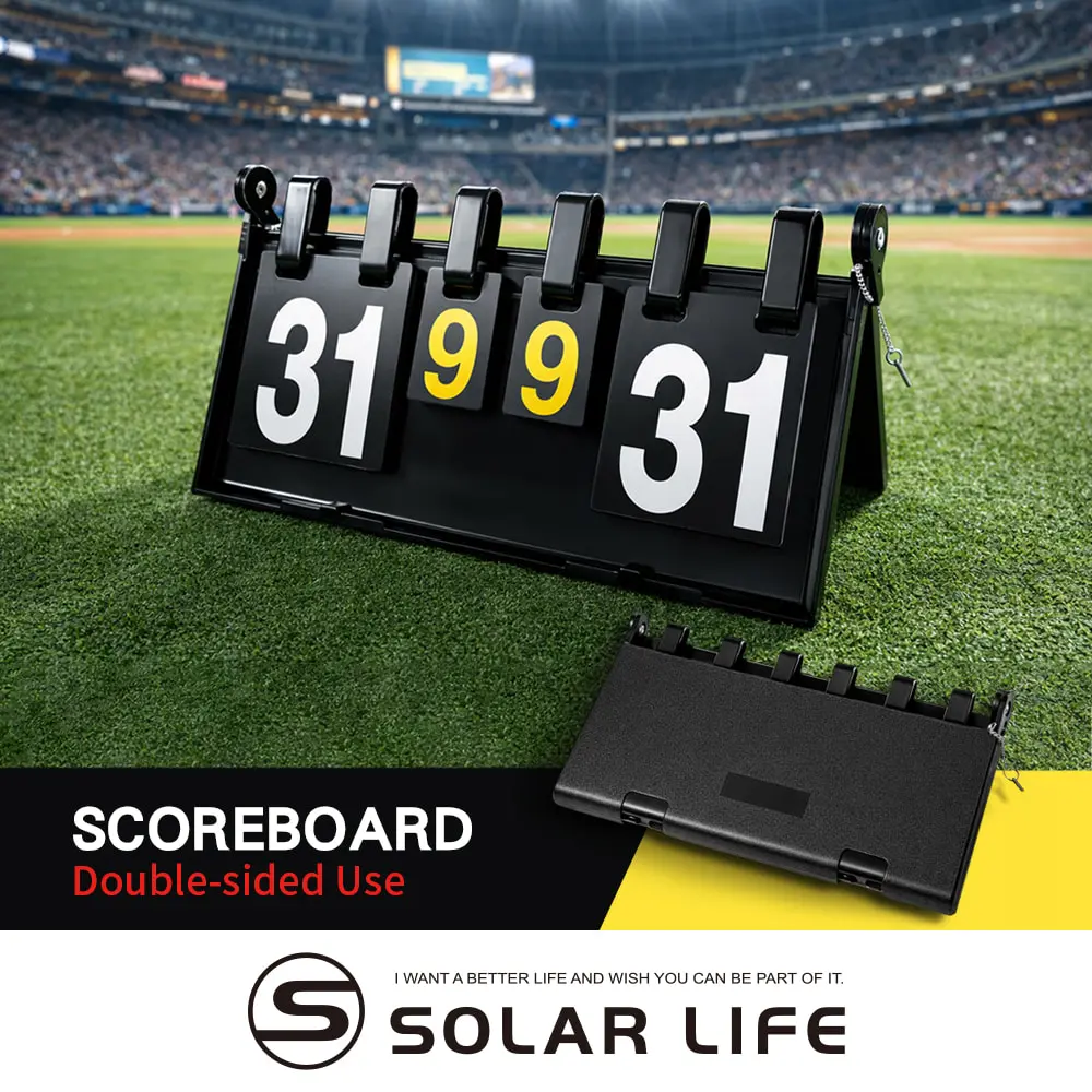 Solar Life 索樂生活 匹克球比賽計分板 羽球桌球排球足球 通用比分板 翻頁雙面式 桌上型多功能 球賽裁判計分牌