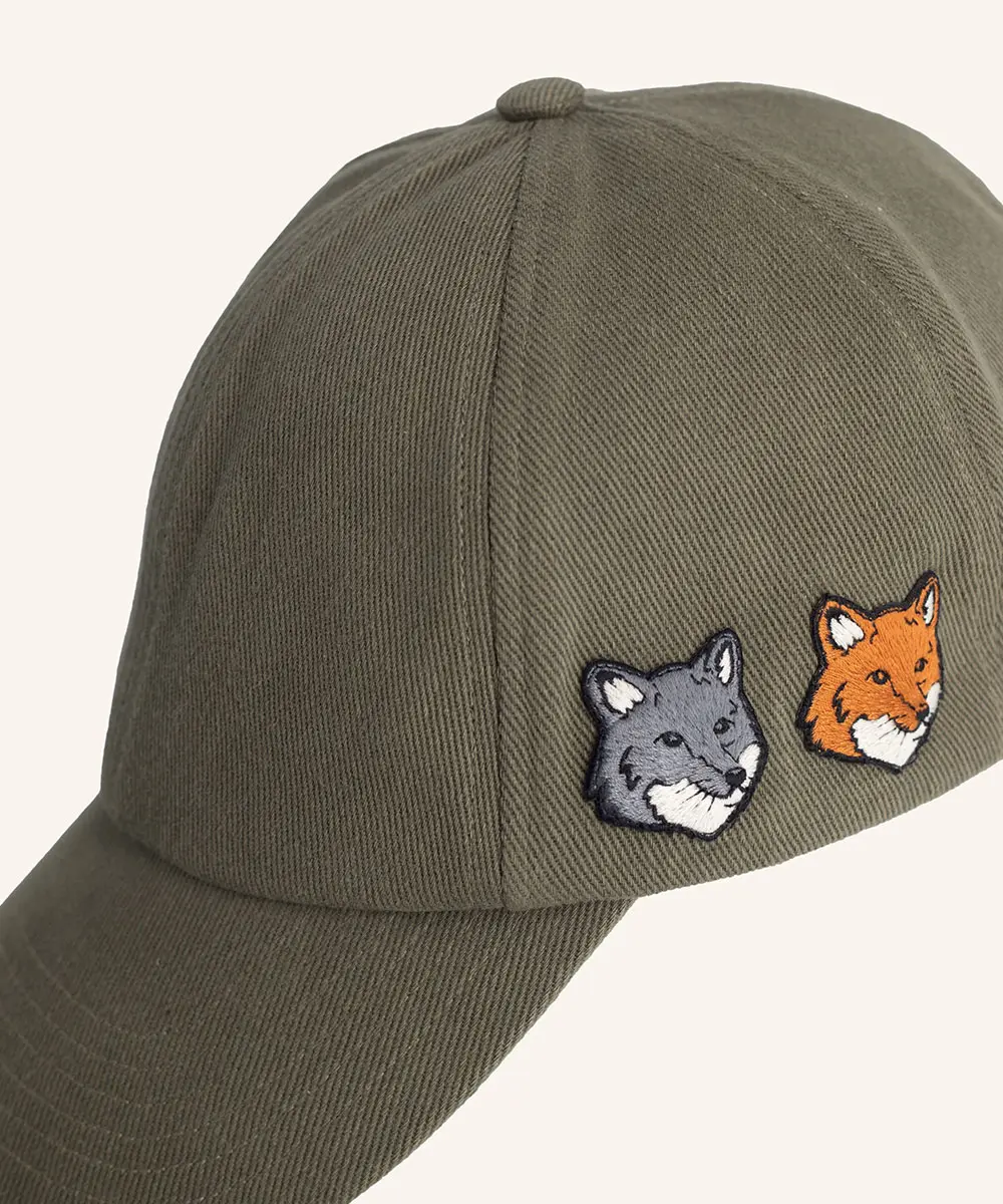MAISON KITSUNÉ 洗舊月桂綠雙狐狸頭LOGO六分割棒球帽