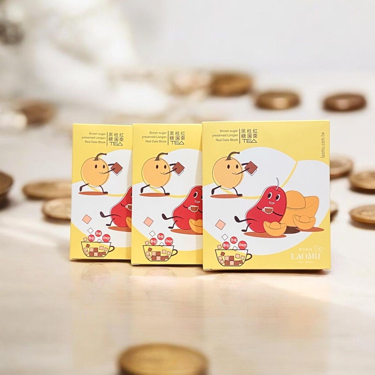 LAOMU黑糖桂圓紅棗茶-招財(3盒組)