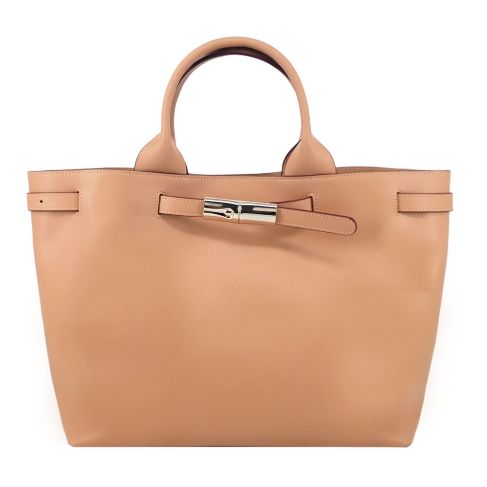 LONGCHAMP LE SMART系列小牛皮可調式竹扣手提包(黃棕)/平行輸入